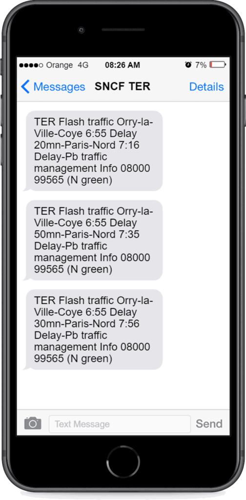 text message example from sncf