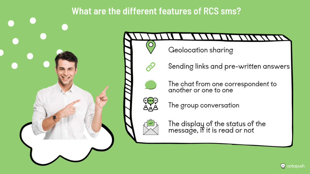 What are the different features of SMS RCS?