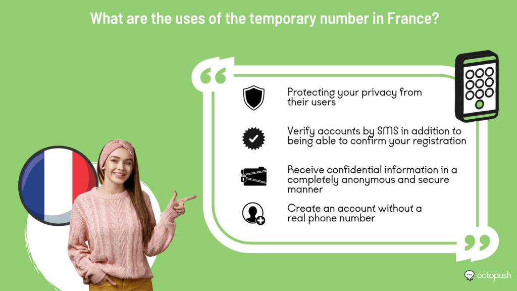 What are the uses of the temporary number in France?